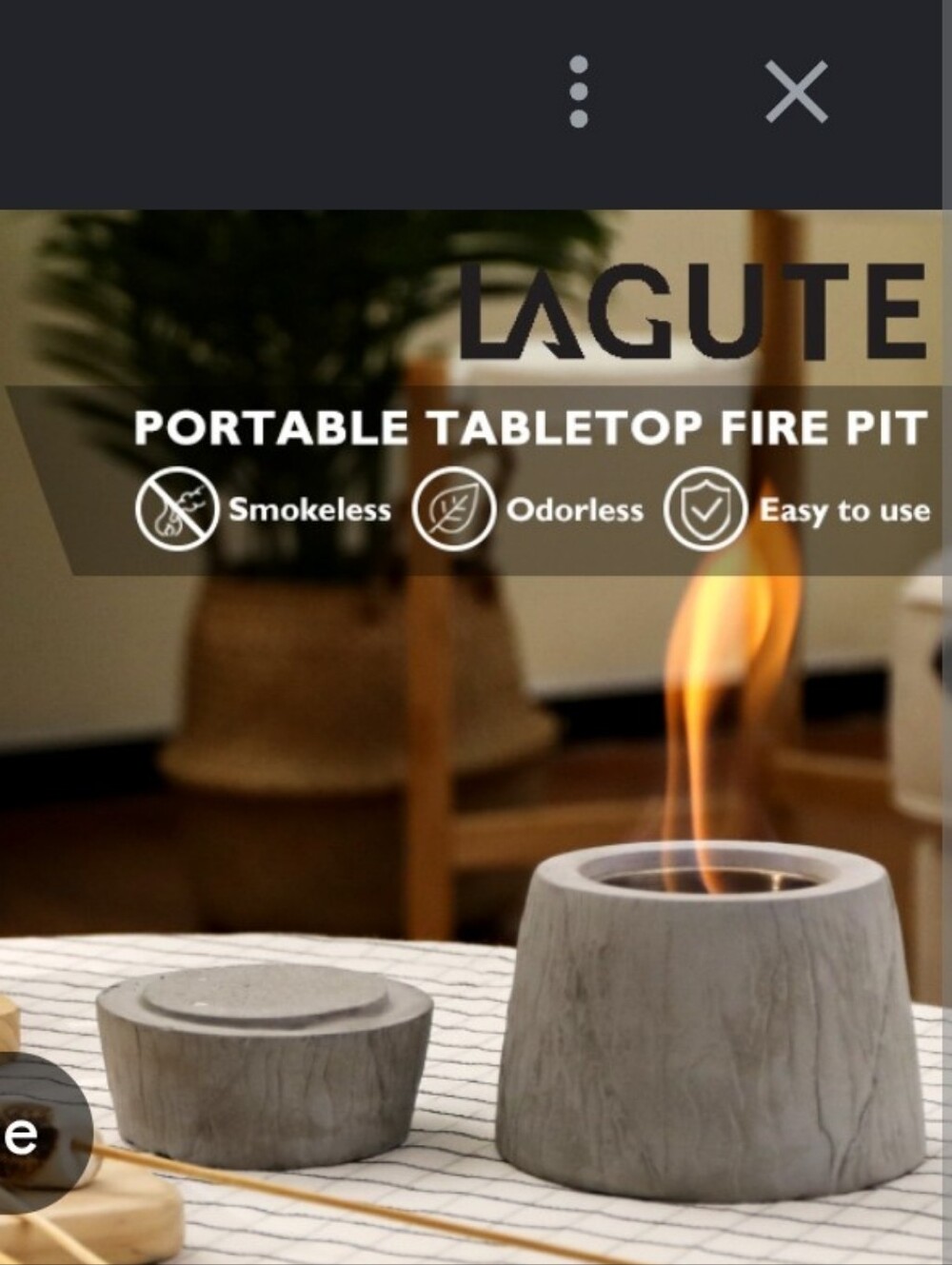 Lagute Tabletop Fire Pit Volcano, Dark Gray